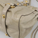 Miu Miu Hand Bag Leather 2way Beige Gold Auth yk21079SAM-14