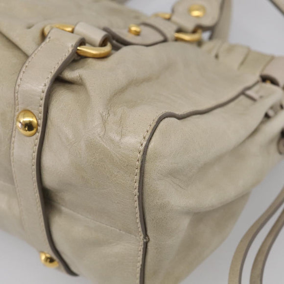 Miu Miu Hand Bag Leather 2way Beige Gold Auth yk21079SAM