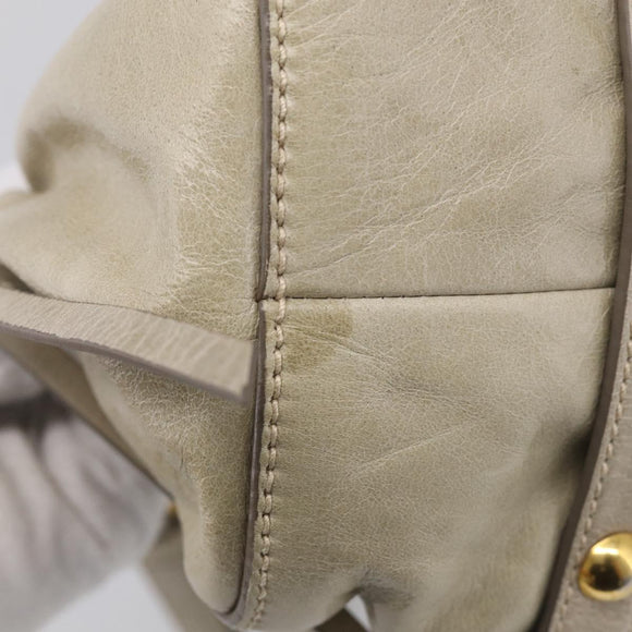 Miu Miu Hand Bag Leather 2way Beige Gold Auth yk21079SAM