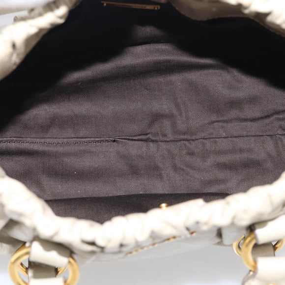 Miu Miu Hand Bag Leather 2way Beige Gold Auth yk21079SAM