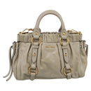 Miu Miu Hand Bag Leather 2way Beige Gold Auth yk21079SAM-2