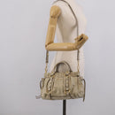 Miu Miu Hand Bag Leather 2way Beige Gold Auth yk21079SAM-24