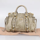 Miu Miu Hand Bag Leather 2way Beige Gold Auth yk21079SAM-25