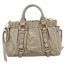 Miu Miu Hand Bag Leather 2way Beige Gold Auth yk21079SAM-3
