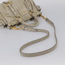 Miu Miu Hand Bag Leather 2way Beige Gold Auth yk21079SAM-9