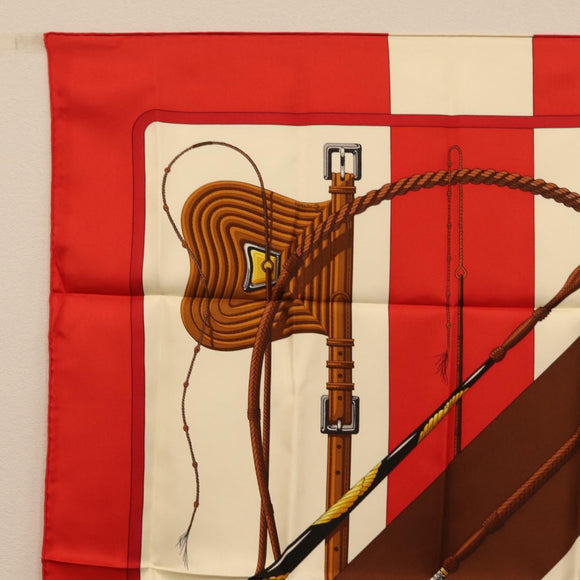 HERMES Carre 90 Scarf "Clic Clac" Silk Red Auth yk21080M
