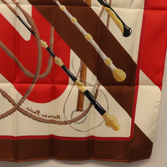 HERMES Carre 90 Scarf "Clic Clac" Silk Red Auth yk21080M