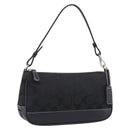 Coach Signature Accessory Pouch Canvas Black Silver Auth yk21082A-1