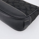 Coach Signature Accessory Pouch Canvas Black Silver Auth yk21082A-12
