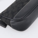 Coach Signature Accessory Pouch Canvas Black Silver Auth yk21082A-13