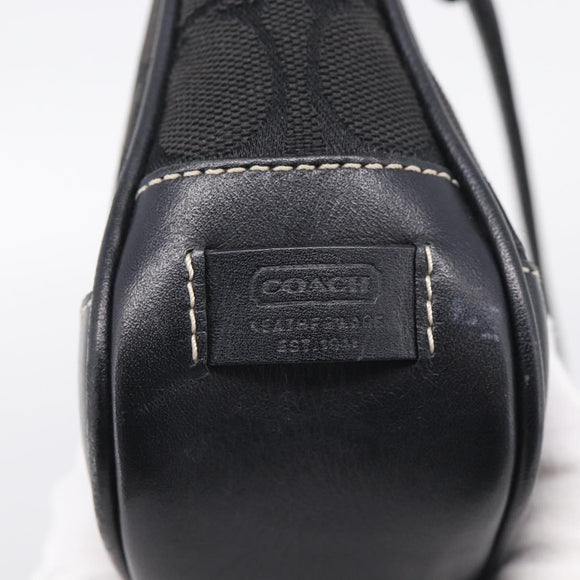 Coach Signature Accessory Pouch Canvas Black Silver Auth yk21082A