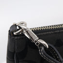 Coach Signature Accessory Pouch Canvas Black Silver Auth yk21082A-16