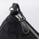 Coach Signature Accessory Pouch Canvas Black Silver Auth yk21082A-17