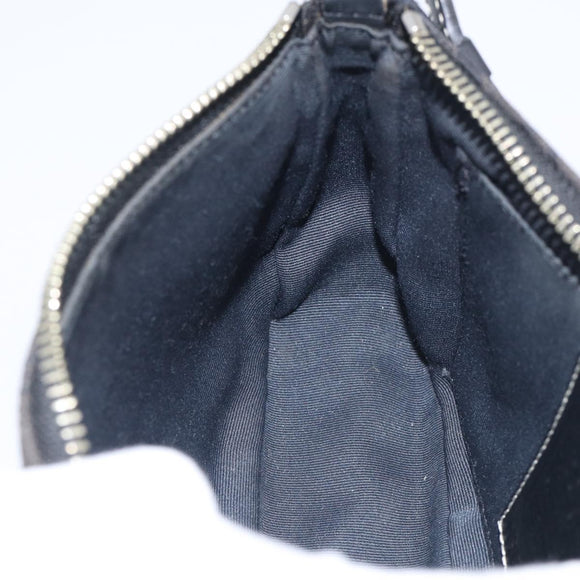 Coach Signature Accessory Pouch Canvas Black Silver Auth yk21082A