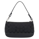Coach Signature Accessory Pouch Canvas Black Silver Auth yk21082A-3