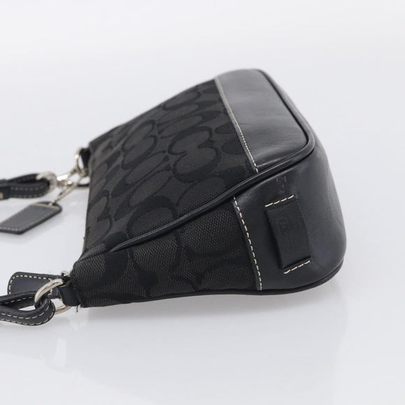 Coach Signature Accessory Pouch Canvas Black Silver Auth yk21082A