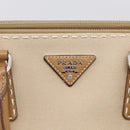 PRADA Galleria Hand Bag Canvas Leather 2way Beige Silver Auth yk21083SAV-16