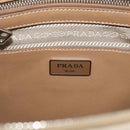 PRADA Galleria Hand Bag Canvas Leather 2way Beige Silver Auth yk21083SAV-18