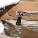 PRADA Galleria Hand Bag Canvas Leather 2way Beige Silver Auth yk21083SAV-23