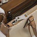 PRADA Galleria Hand Bag Canvas Leather 2way Beige Silver Auth yk21083SAV-26