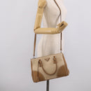 PRADA Galleria Hand Bag Canvas Leather 2way Beige Silver Auth yk21083SAV-31