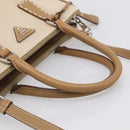 PRADA Galleria Hand Bag Canvas Leather 2way Beige Silver Auth yk21083SAV-7