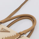 PRADA Galleria Hand Bag Canvas Leather 2way Beige Silver Auth yk21083SAV-8