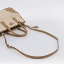 PRADA Galleria Hand Bag Canvas Leather 2way Beige Silver Auth yk21083SAV-9