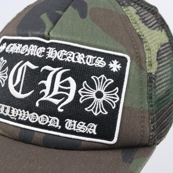 Chrome Hearts camouflage Cap polyester Khaki Silver Auth yk21084M