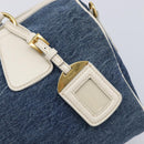 PRADA Hand Bag Denim Blue Gold Auth yk21085V-14