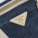 PRADA Hand Bag Denim Blue Gold Auth yk21085V-16