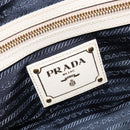 PRADA Hand Bag Denim Blue Gold Auth yk21085V-19