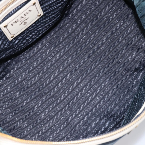 PRADA Hand Bag Denim Blue Gold Auth yk21085V