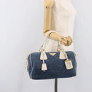 PRADA Hand Bag Denim Blue Gold Auth yk21085V-27