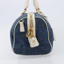 PRADA Hand Bag Denim Blue Gold Auth yk21085V-5