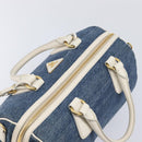 PRADA Hand Bag Denim Blue Gold Auth yk21085V-6