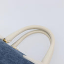 PRADA Hand Bag Denim Blue Gold Auth yk21085V-8