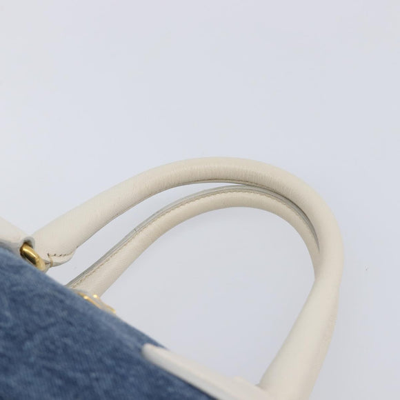 PRADA Hand Bag Denim Blue Gold Auth yk21085V