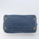 PRADA Hand Bag Denim Blue Gold Auth yk21085V-9