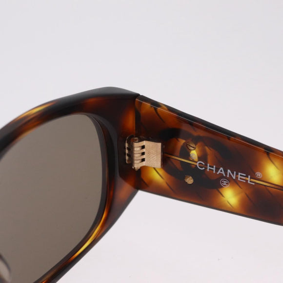 CHANEL Sunglasses Plastic Brown Gold CC Auth yk21087M