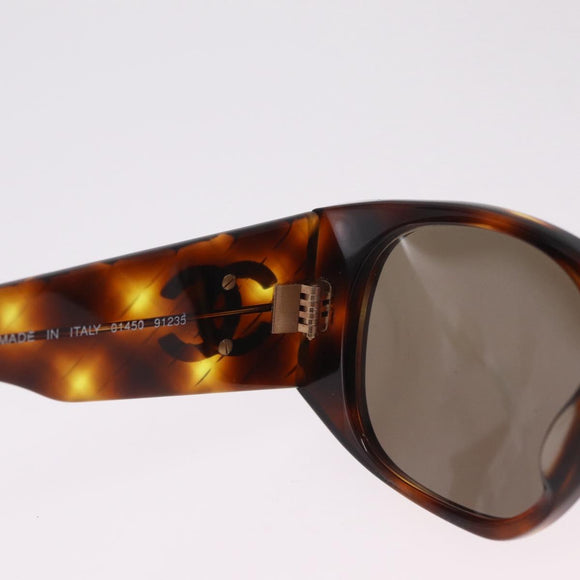 CHANEL Sunglasses Plastic Brown Gold CC Auth yk21087M
