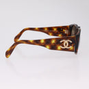 CHANEL Sunglasses Plastic Brown Gold CC Auth yk21087M-6