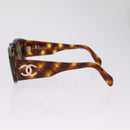 CHANEL Sunglasses Plastic Brown Gold CC Auth yk21087M-8