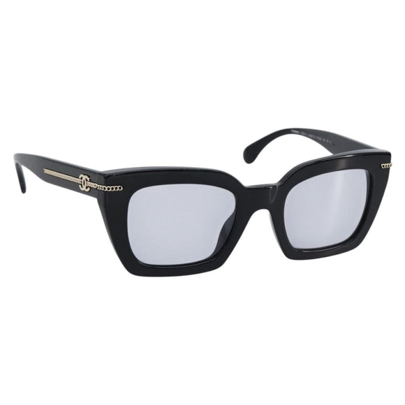 CHANEL Sunglasses Plastic Black Gold CC Auth yk21088M