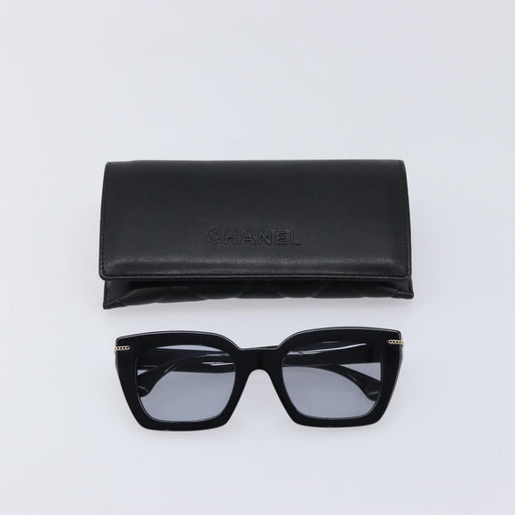 CHANEL Sunglasses Plastic Black Gold CC Auth yk21088M