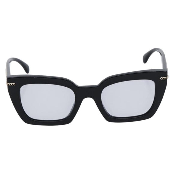 CHANEL Sunglasses Plastic Black Gold CC Auth yk21088M