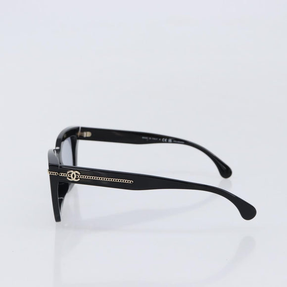 CHANEL Sunglasses Plastic Black Gold CC Auth yk21088M
