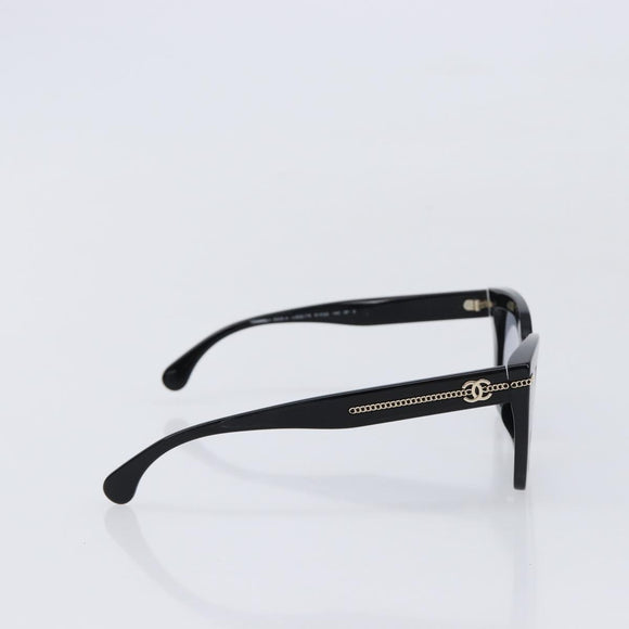 CHANEL Sunglasses Plastic Black Gold CC Auth yk21088M