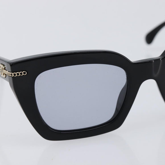 CHANEL Sunglasses Plastic Black Gold CC Auth yk21088M