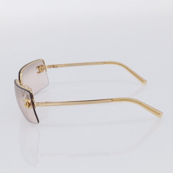 CHANEL Sunglasses Metal Gold Tone CC Auth yk21089M